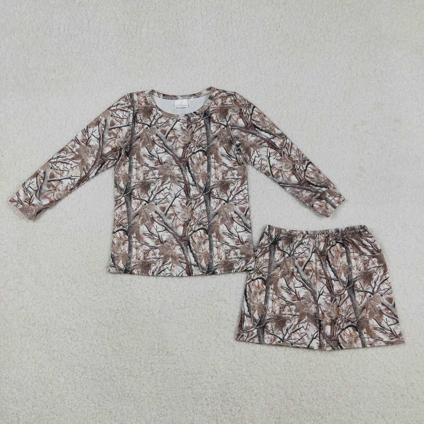 GLS0063 Hunting Camo Long Sleeve Shorts Girls Set