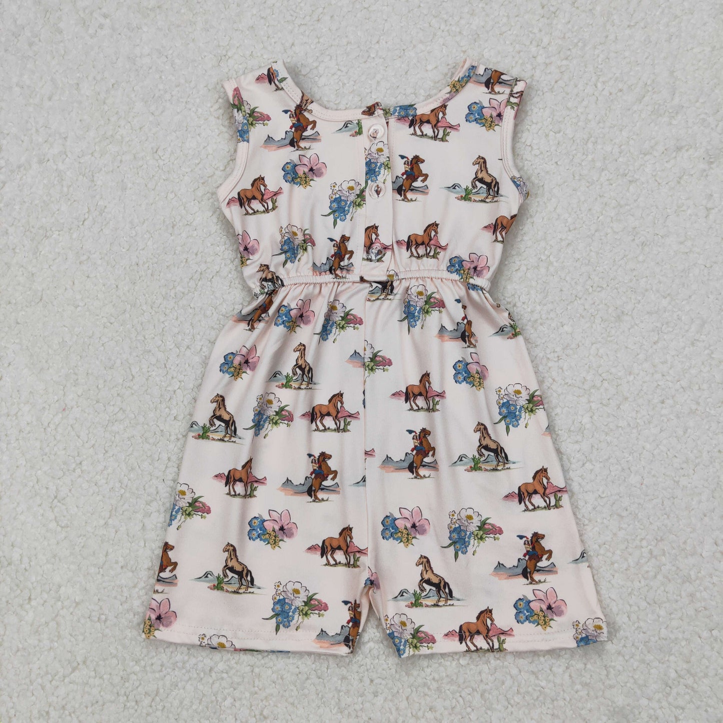SR2695 Western rodeo pink flowers sleeveless girls jumpsuits