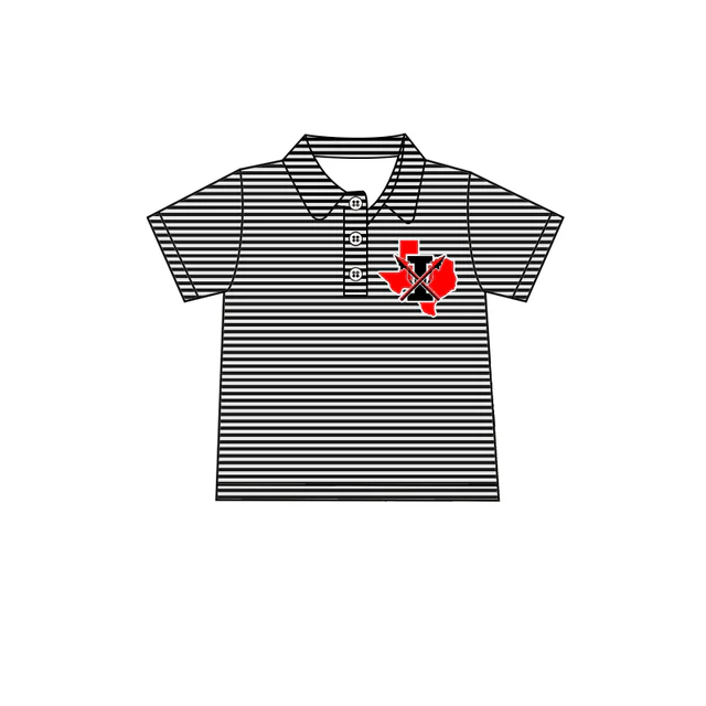 custom moq 3 football team I black striped short sleeve boys top