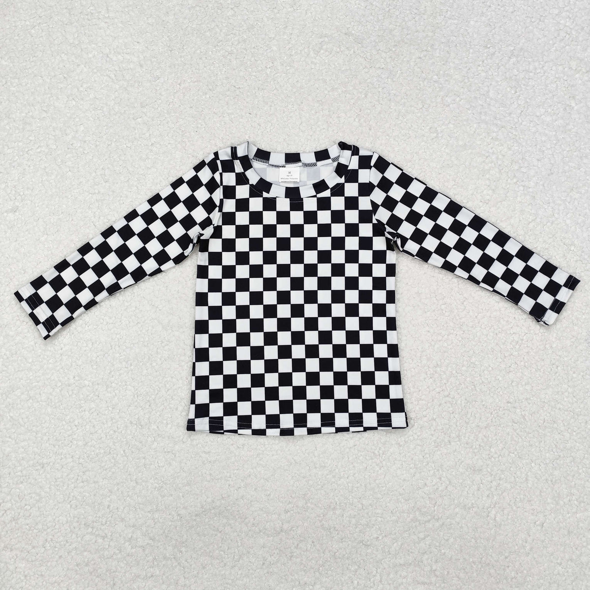 GT0864 black checkered long sleeve girls top