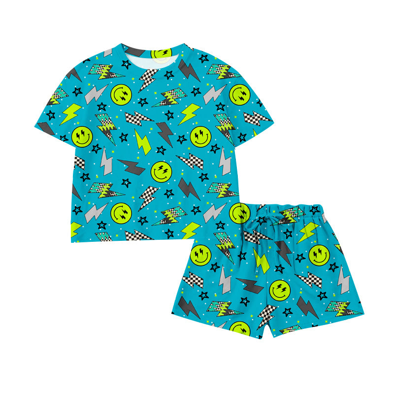 Preorder Smile Blue Short Sleeve Shorts Boys Set