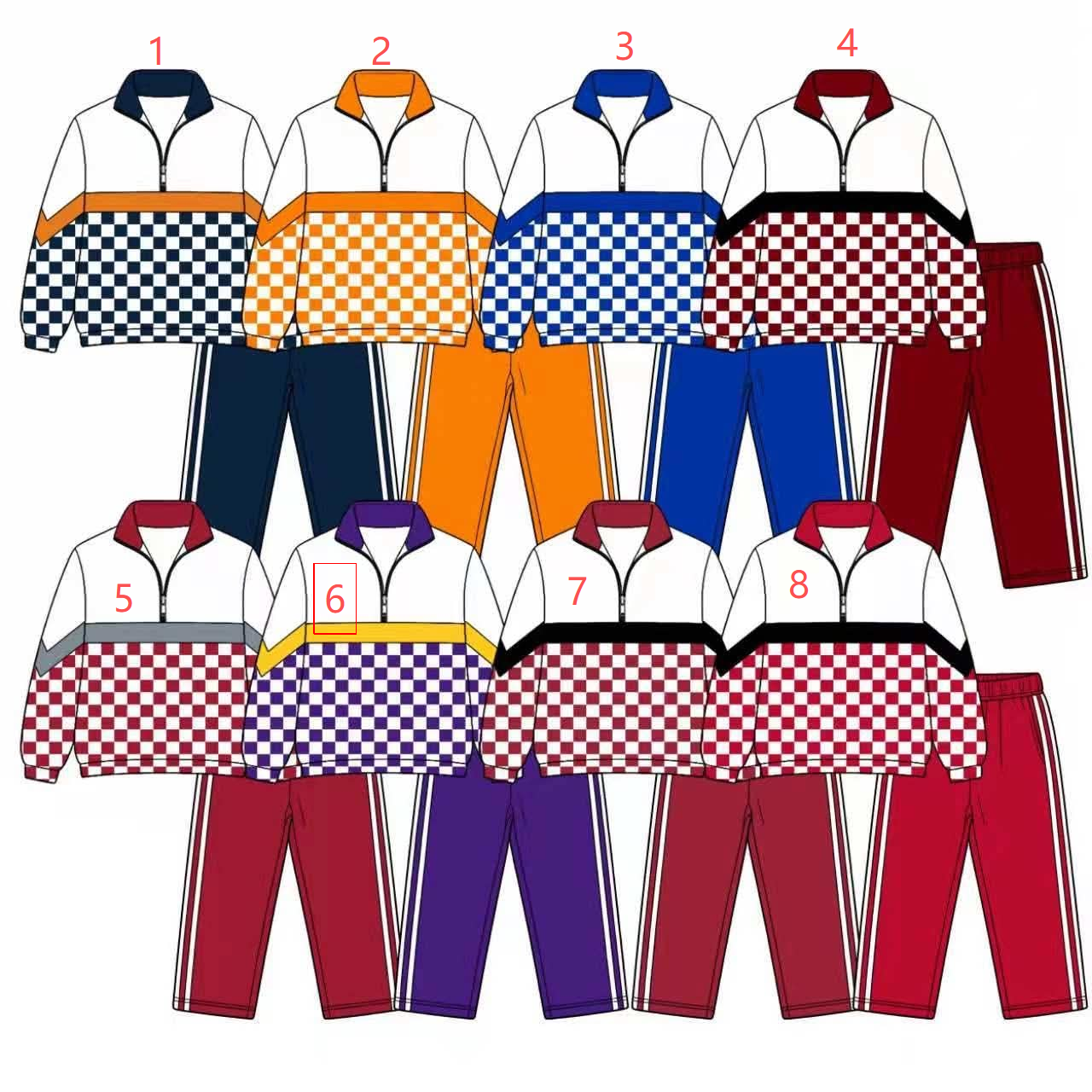 Custom Moq 5 Checkered Zipper Long Sleeve Pants Boys Set Sibing Clothes