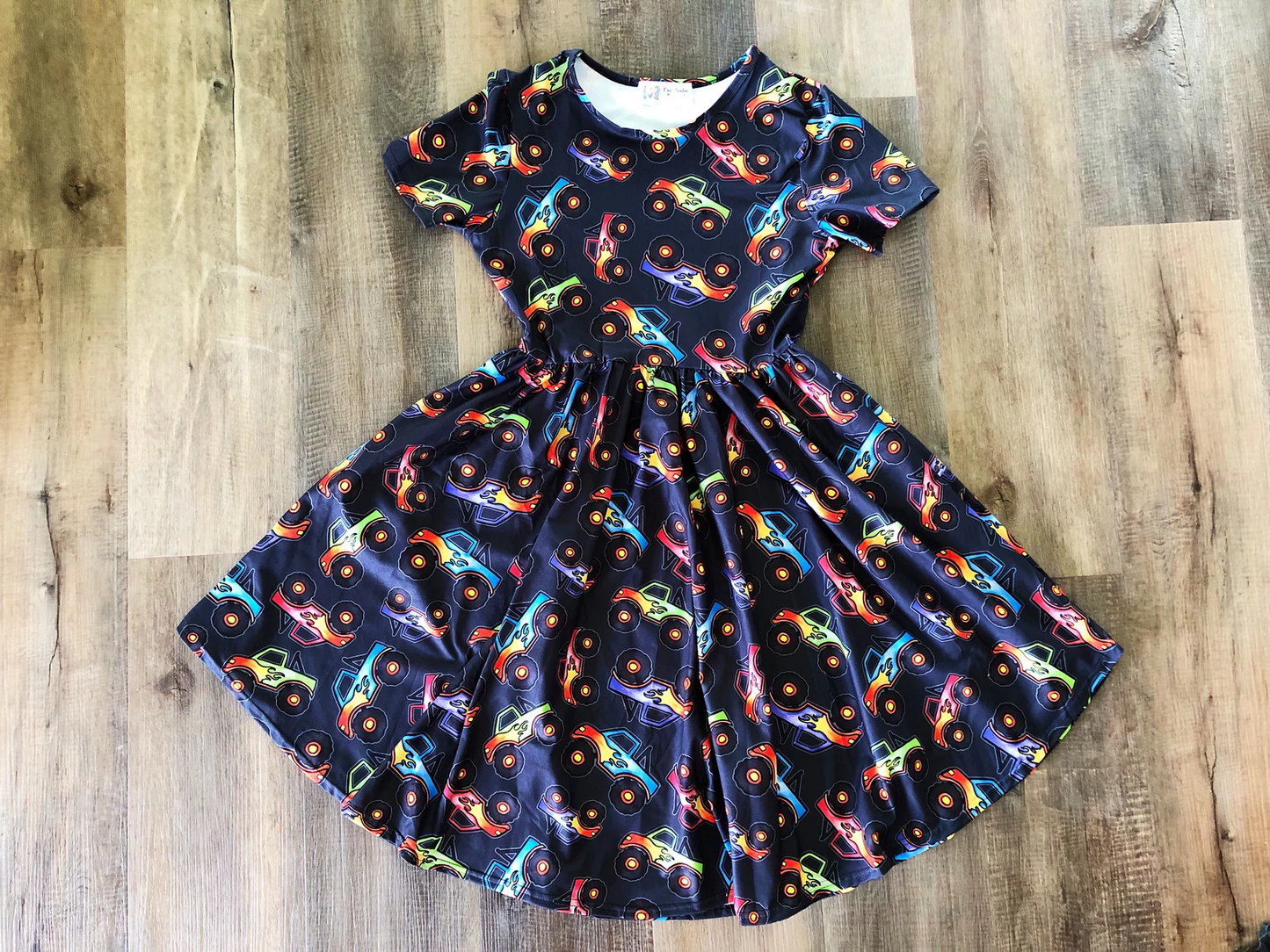 custom Construction Purple Short Sleeve Girls Dress