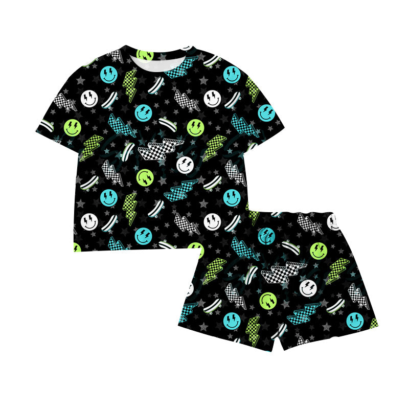 Preorder Smile Black Short Sleeve Shorts Boys Set