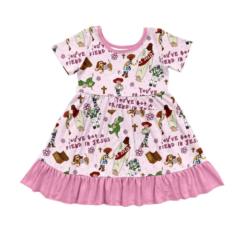 custom The Nativity Story cartoon toy pink short sleeve girls dress