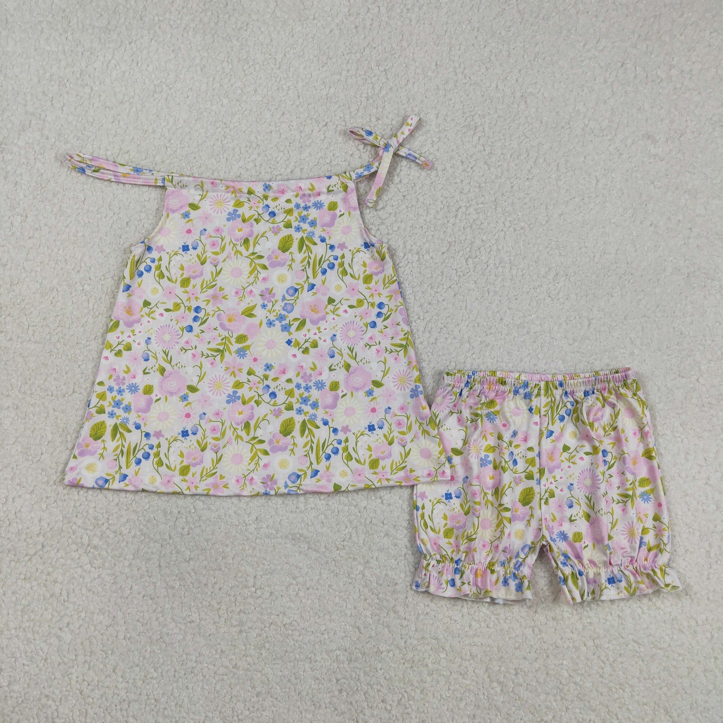 GSSO2778 pink flowers Summer girls set