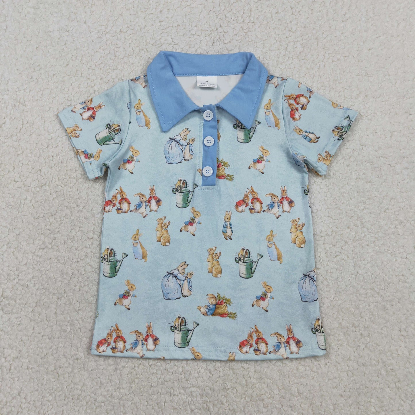 BT1665 Easter Bunny Rabbit Blue Short Sleeve Boys Top