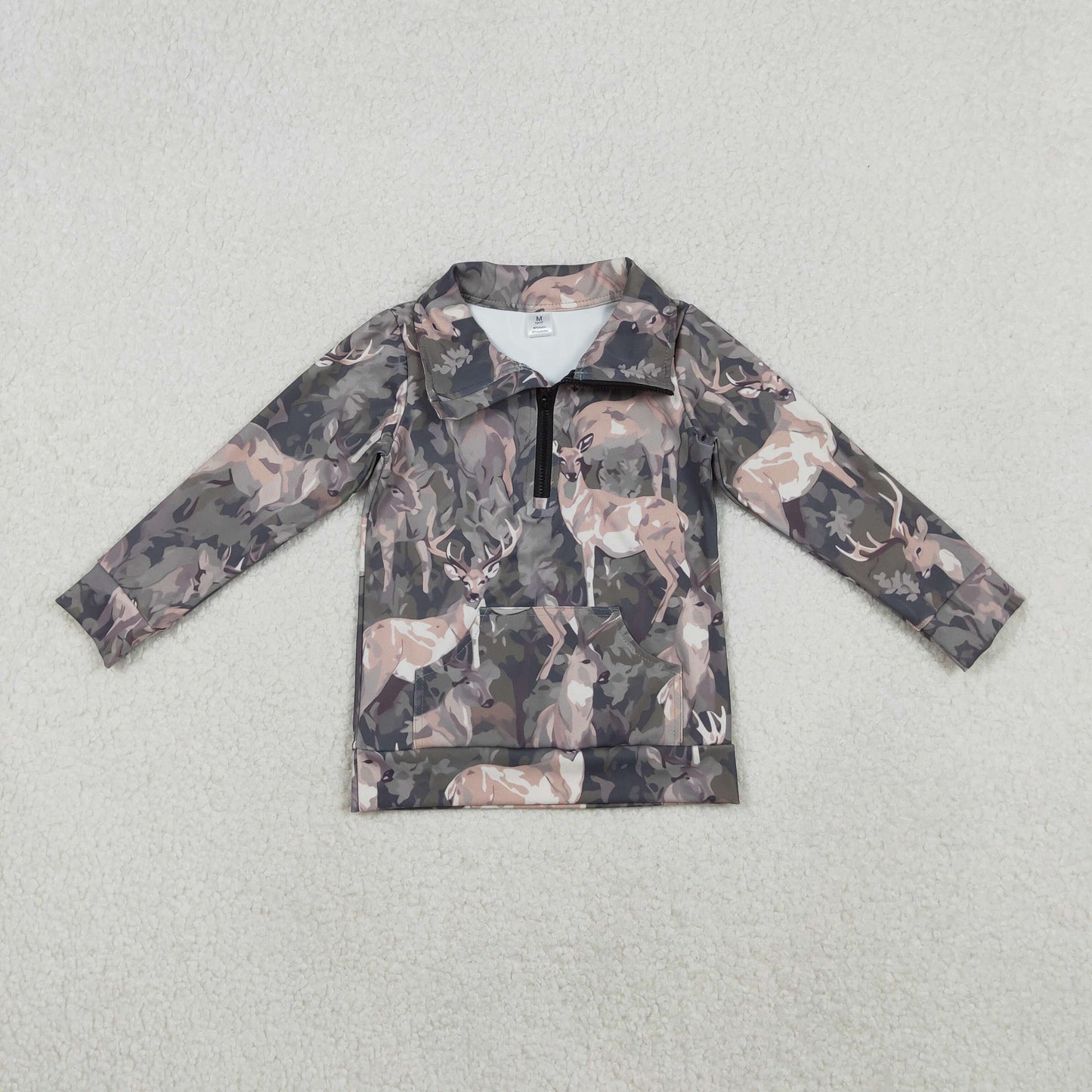 GT1180 yoga hunting camo deer zipper long sleeve girls top