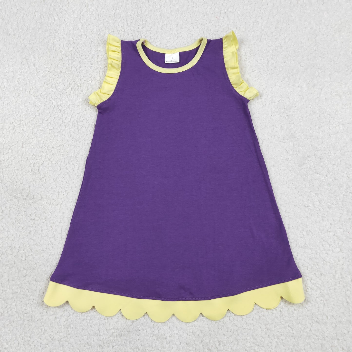 GSD4046 Scallop Purple Sleeveless Girls Dress