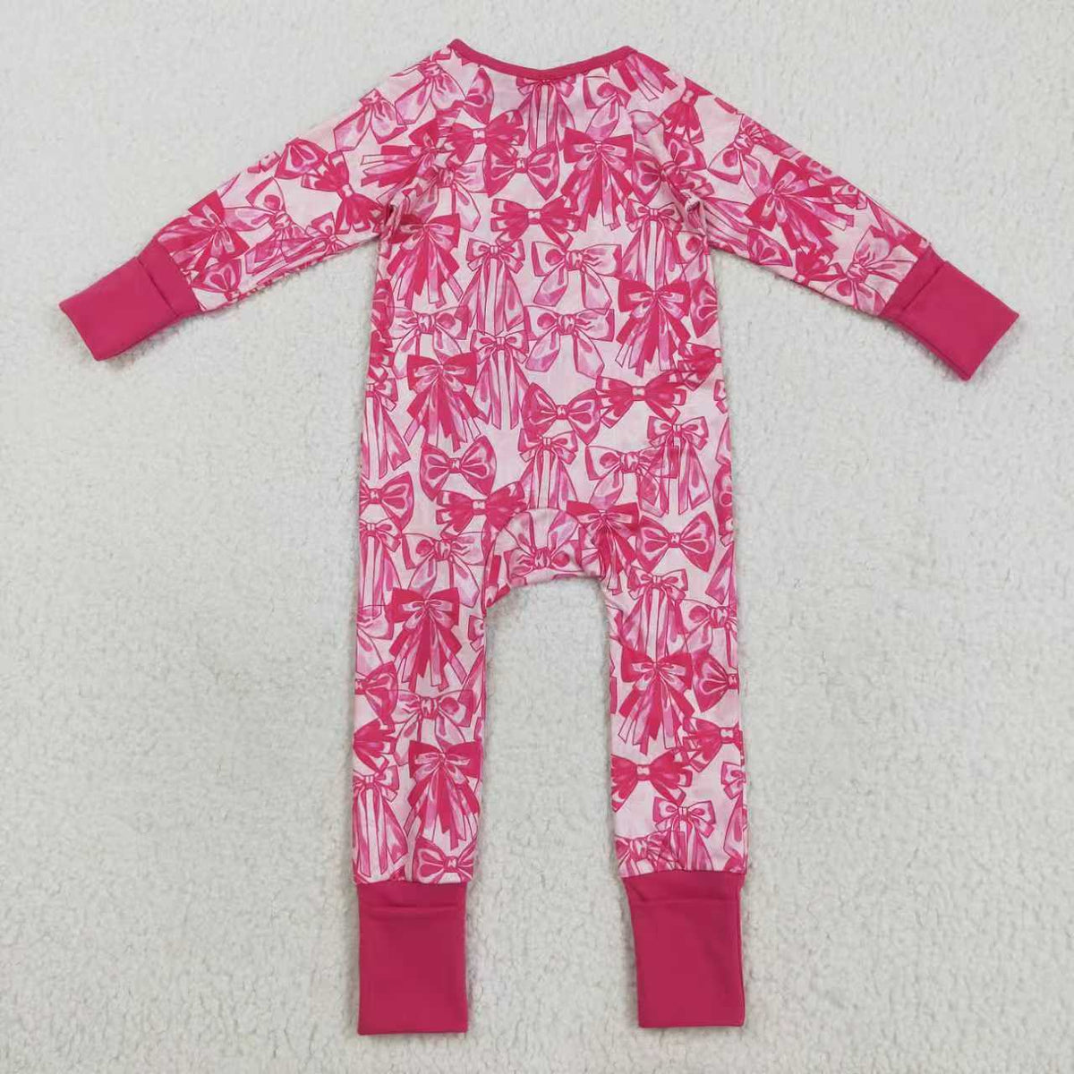 hot pink bows romper/pajamas RTS Sibling Clothes