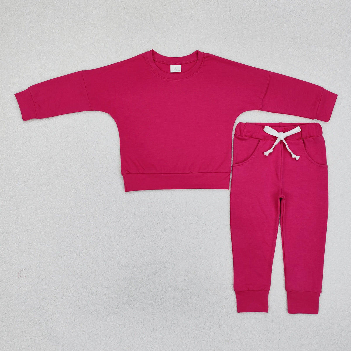 GLP2248 hot pink long sleeve pockets pants girls set
