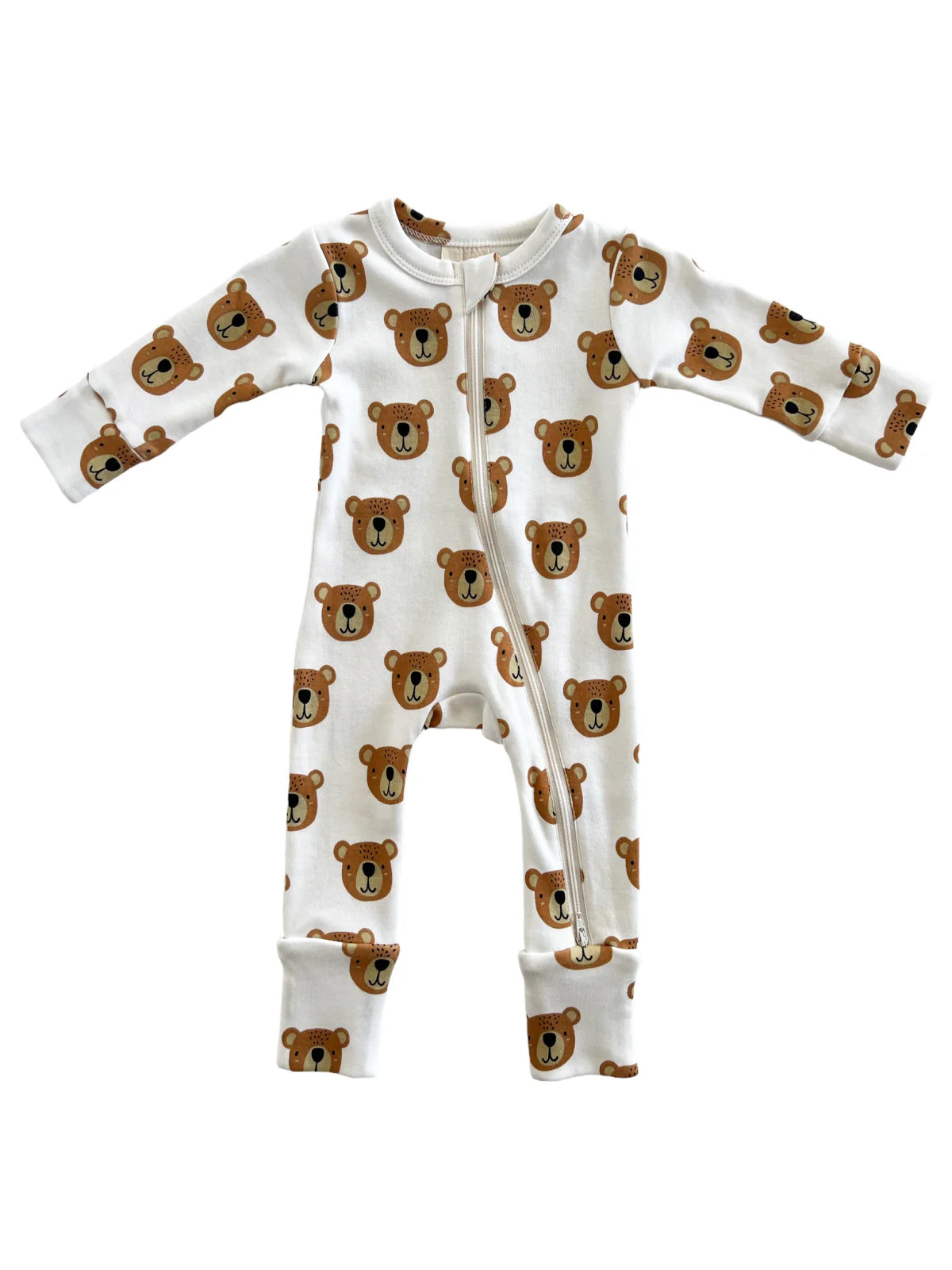 custom style cute bear long sleeve baby zipper romper