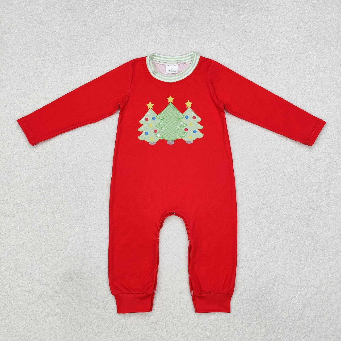 LR1561 Christmas tree red long sleeve boys romper