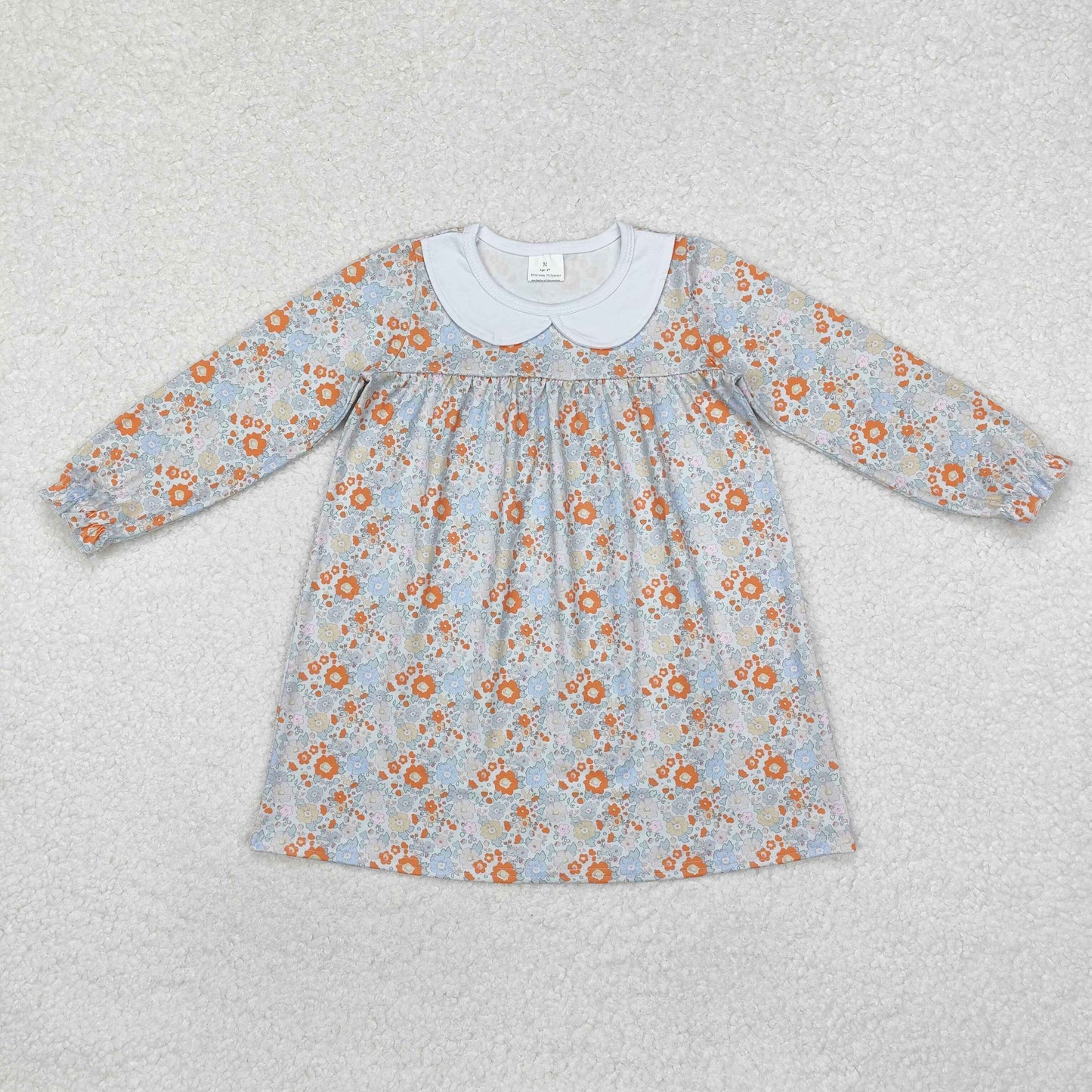 GLD0885 colorful flowers long sleeve girls floral dress