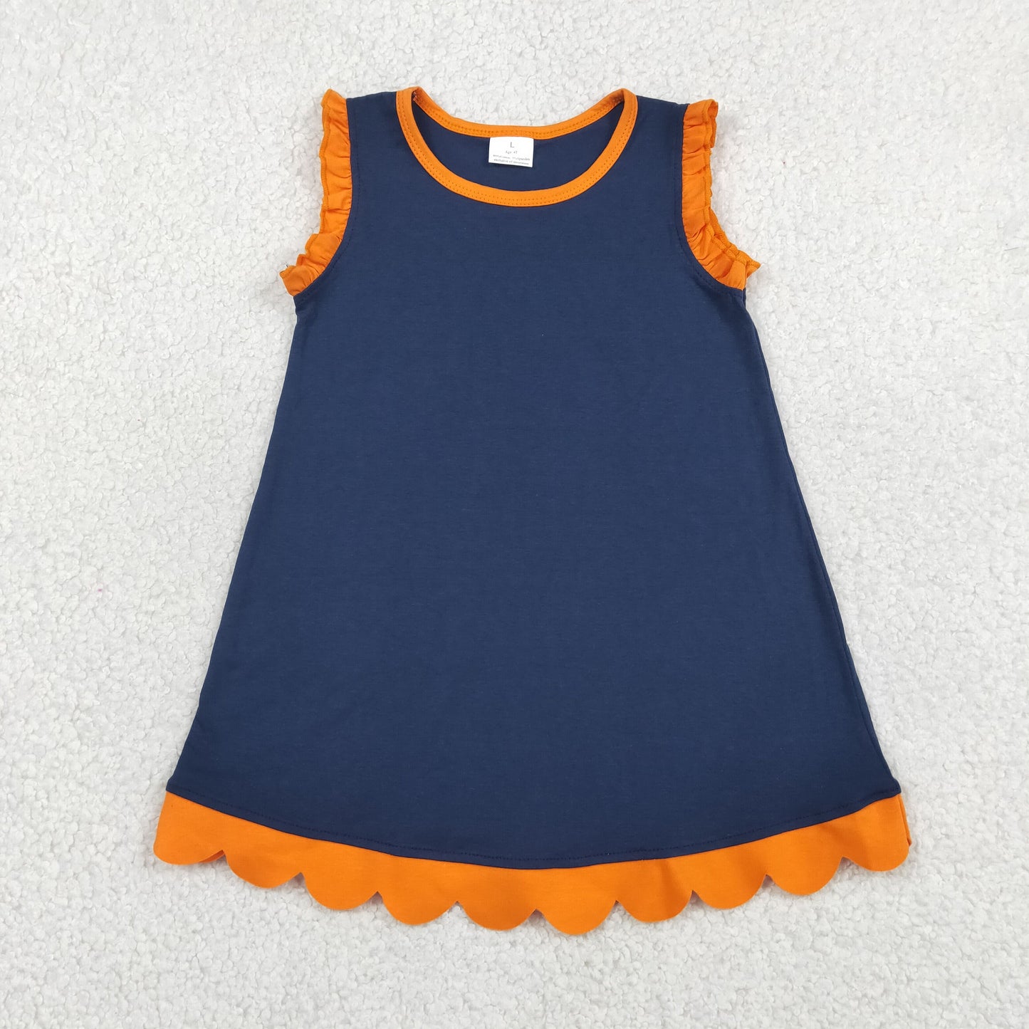 GSD4062 Scallop Navy Blue Sleeveless Girls Dress