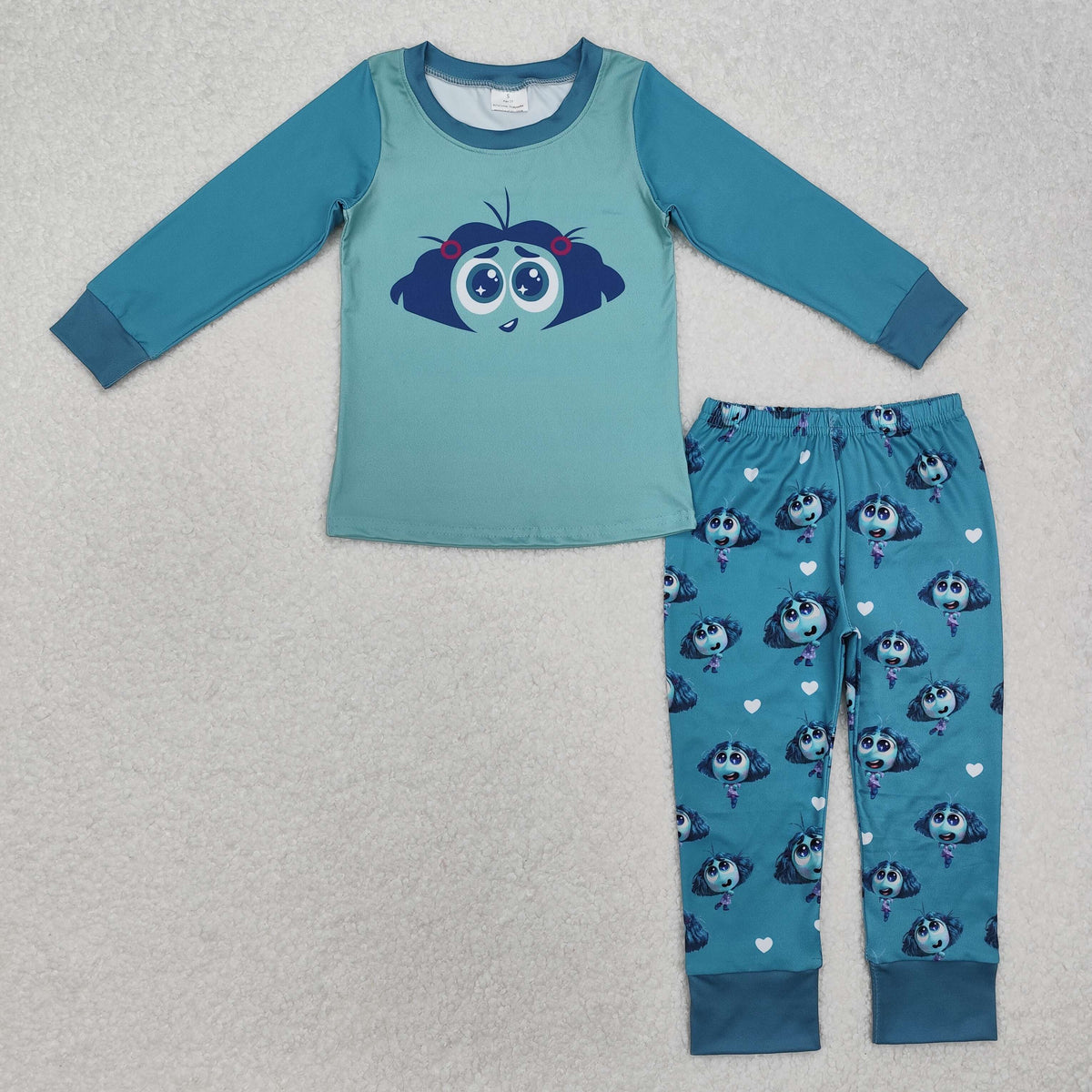 GLP2241 Cartoon Baby Girl Blue Long Sleeve Pants Girls Pajamas