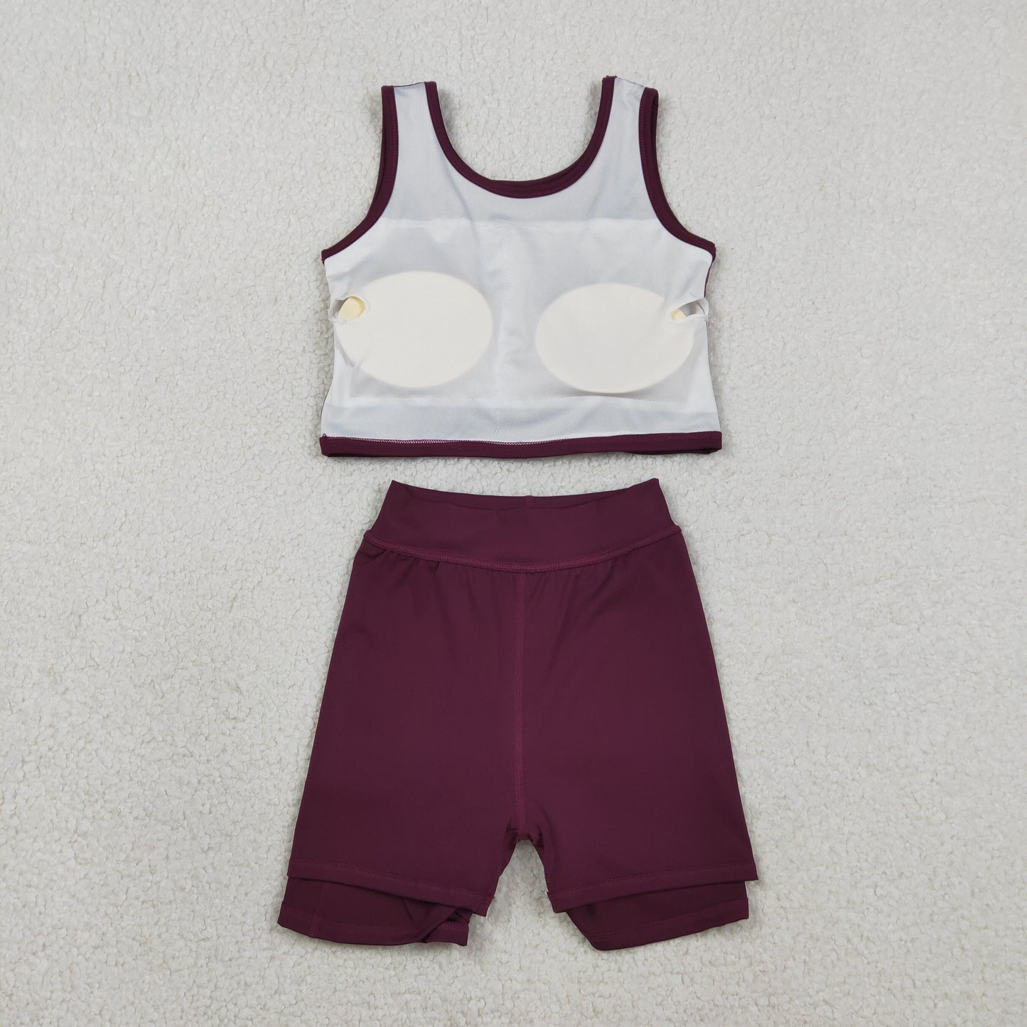 GSD1981 Yoga Maroon Sleeveless Skorts Girls Set
