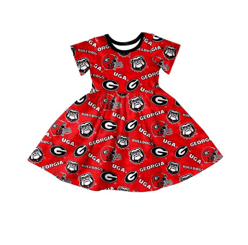 custom style georgia bulldogs red short sleeve girls dress