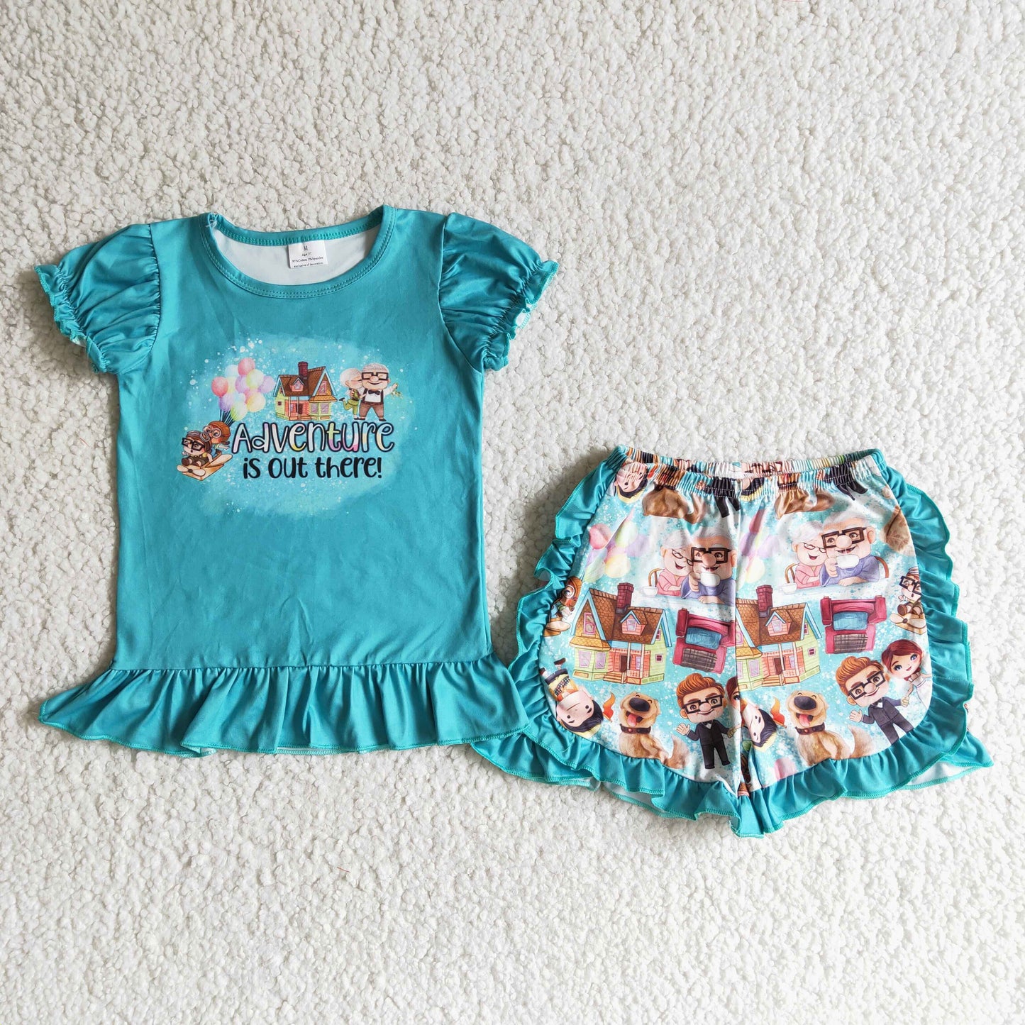 B12-25 Adventure Is Out There Blue Cartoon Summer Girls Set