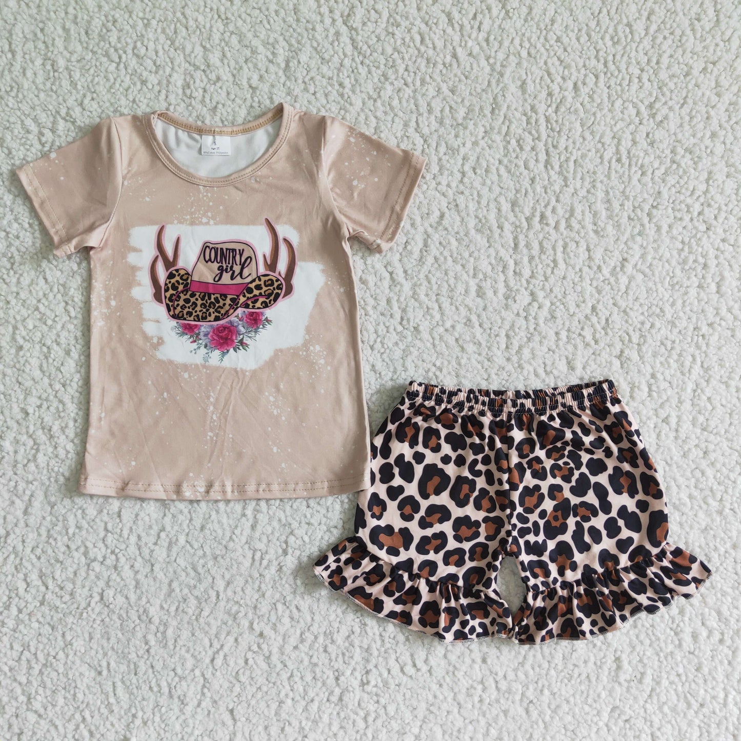 GSD0047 Country Girl Leopard Print Summer Girls Set