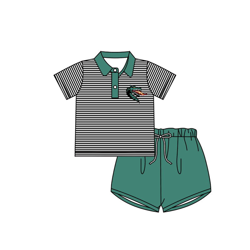 custom S 8.22 Green striped boys set