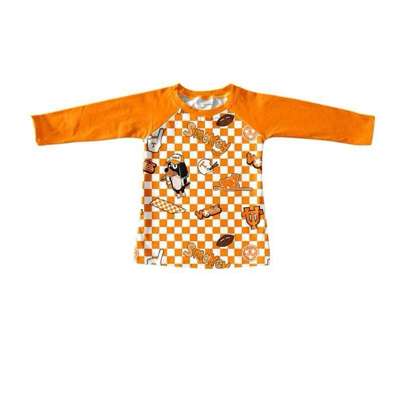 custom moq 3 football team vols orange checkered long sleeve boys top