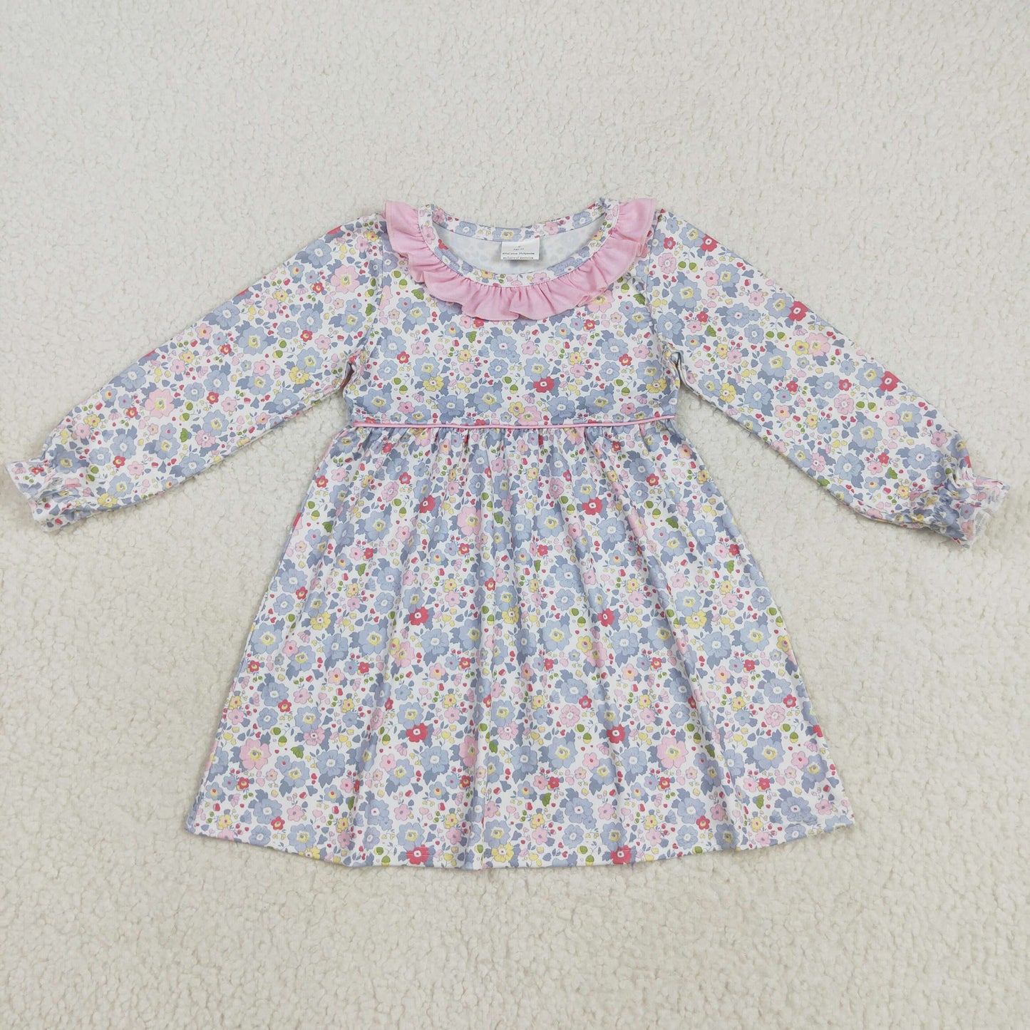 GLD1120 colorful flowers floral long sleeve girls dress