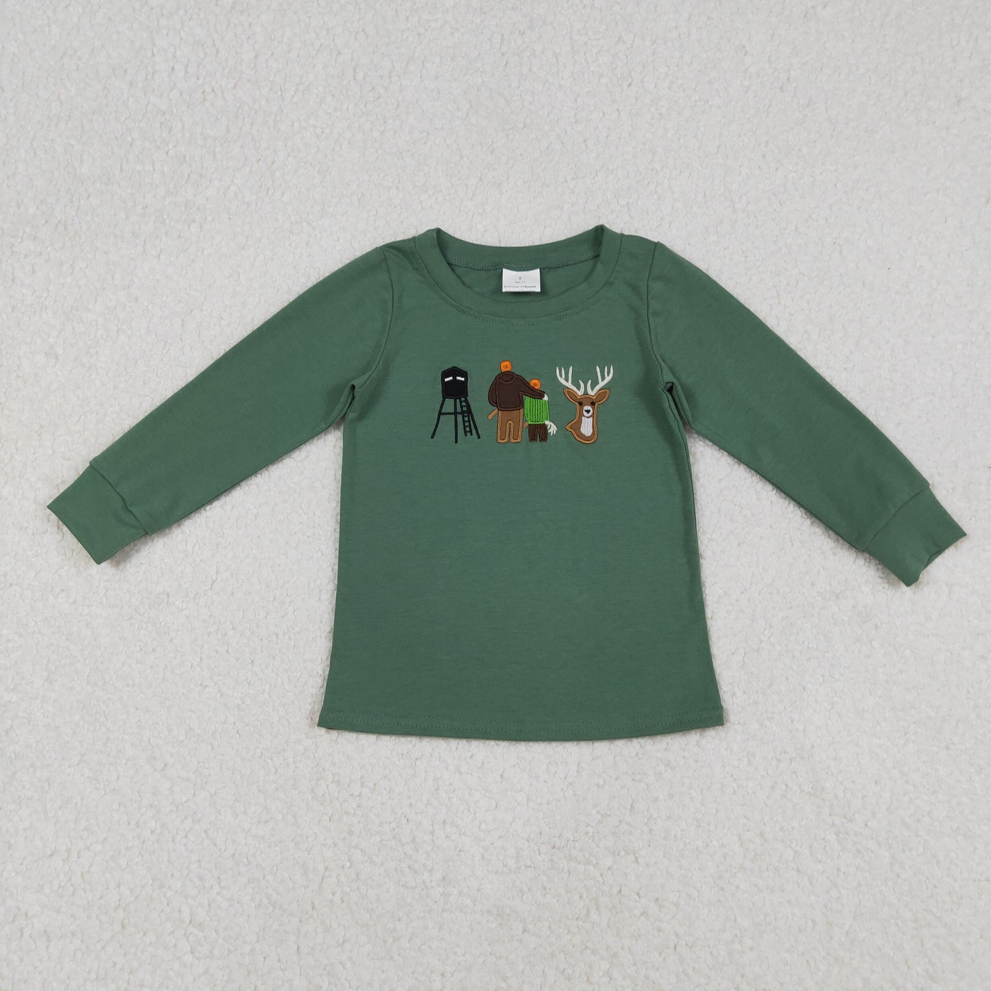 Embroidery BT1438 hunting daddy deer long sleeve boys top