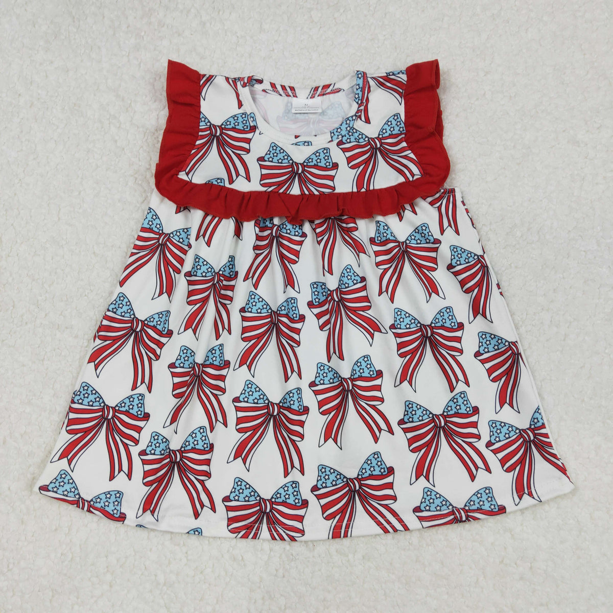 GT0949 July 4th flag bows girls top