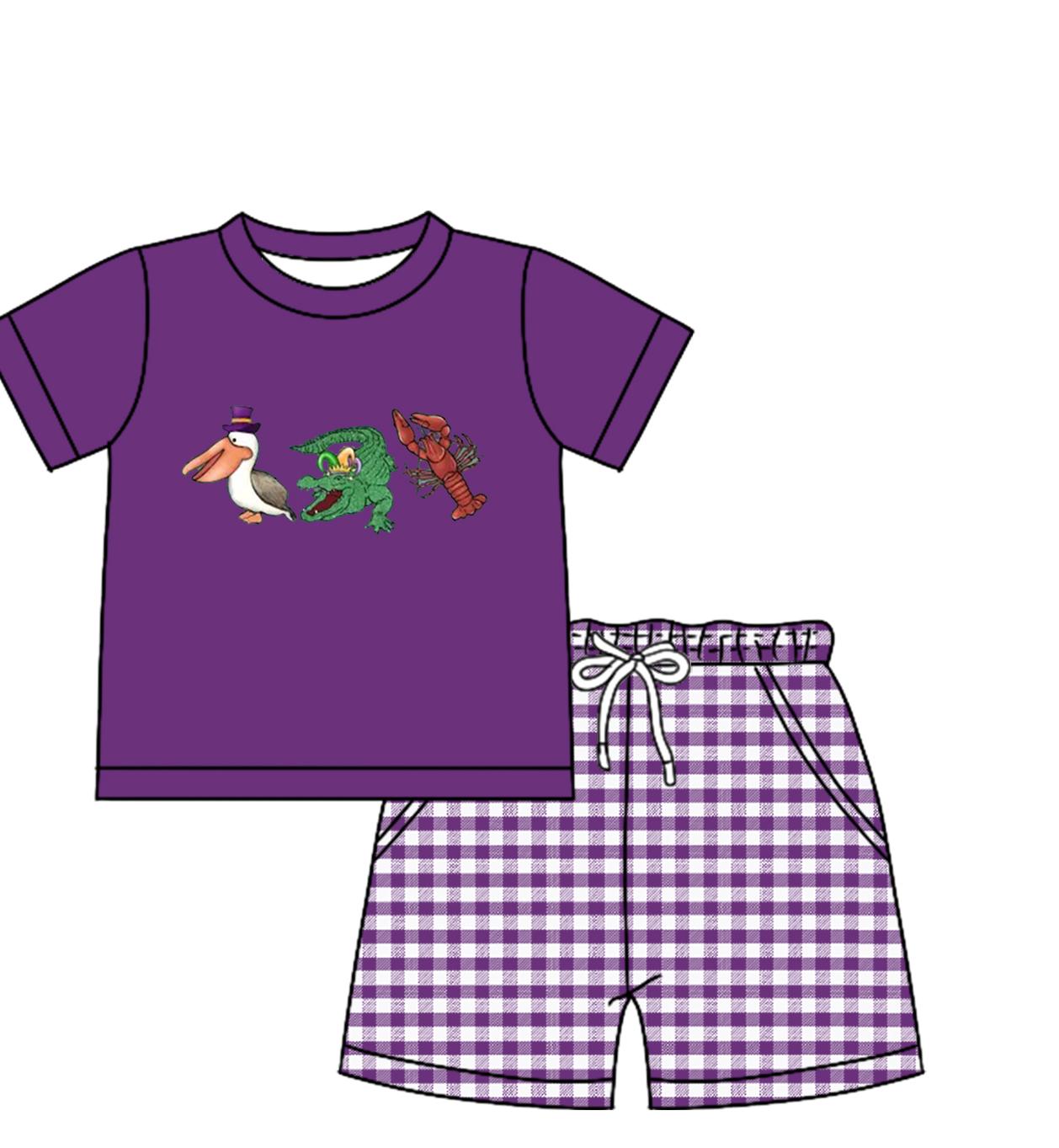 Custom Moq 3 Mardi Gras Crocodile Crayfish Purple Sibling Clothes