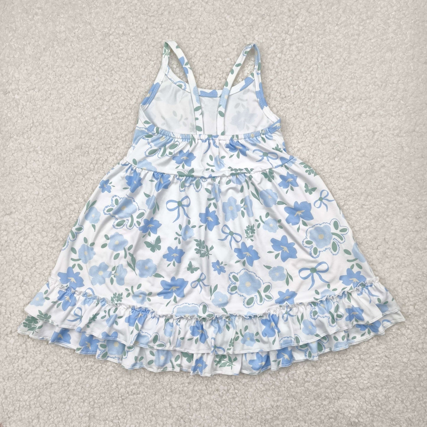 GSD2377 blue flowers girls dress