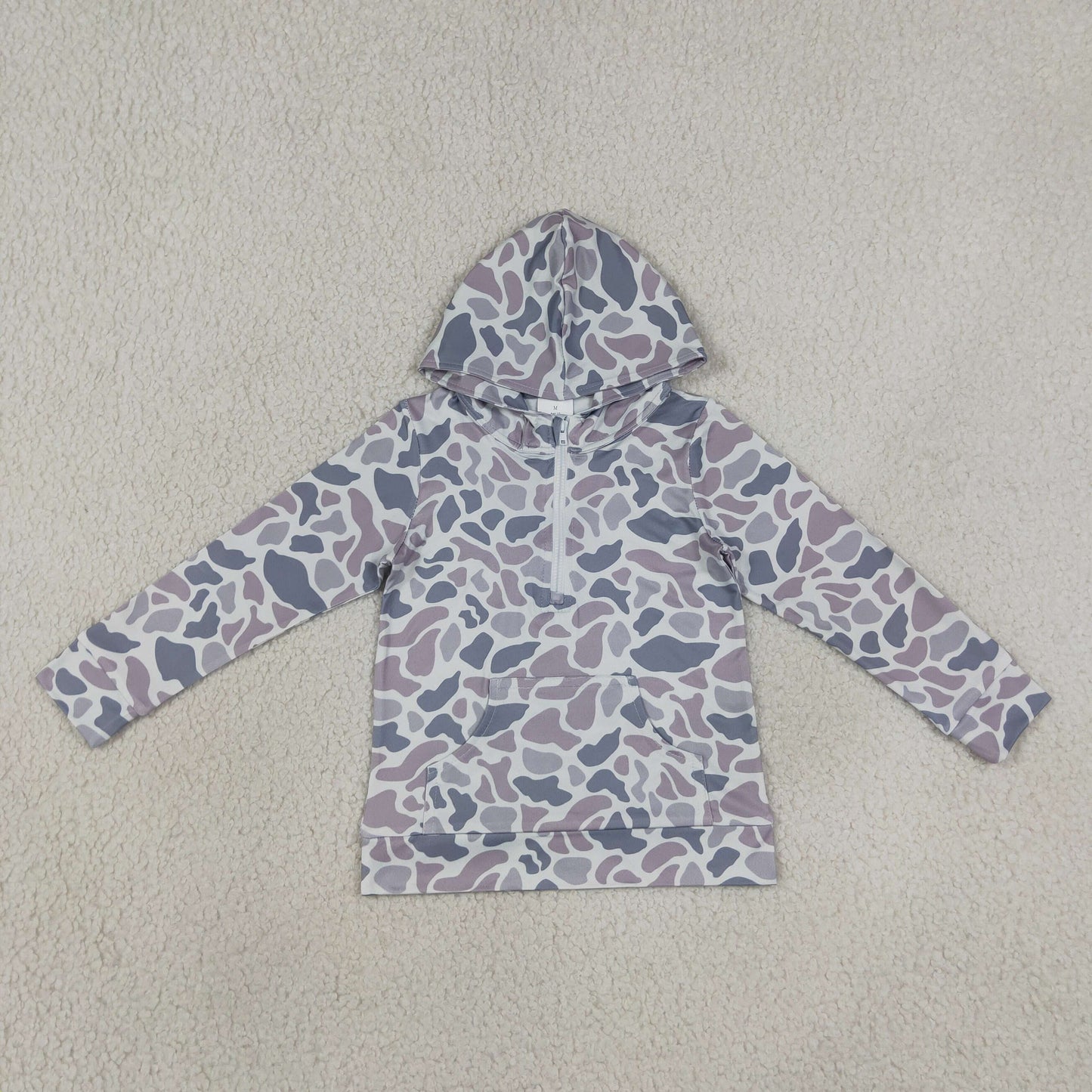 BT1849 Hunting Camo Pocket Zipper Hoodie Long Sleeve Boys Top