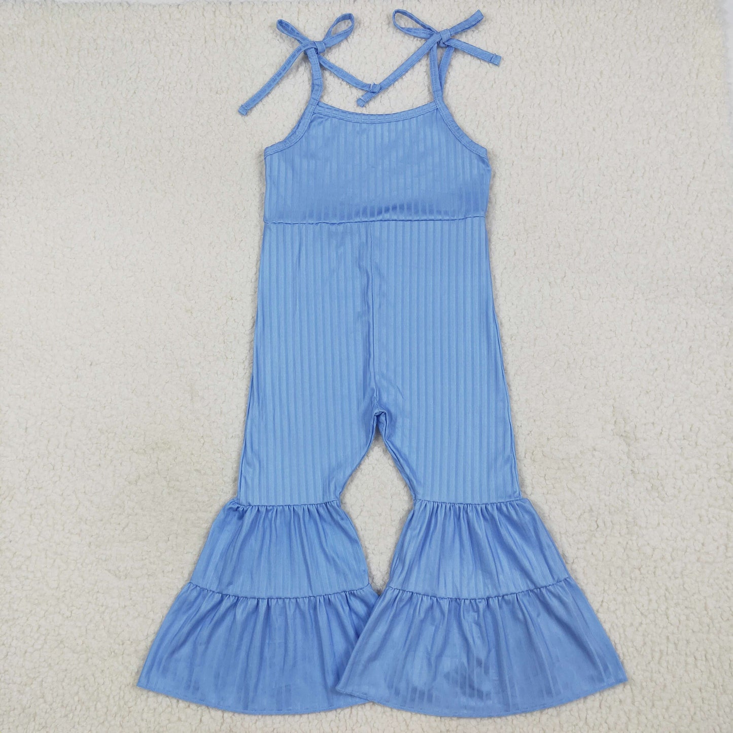 SR3159 ribbed sky blue girls jumpsuits