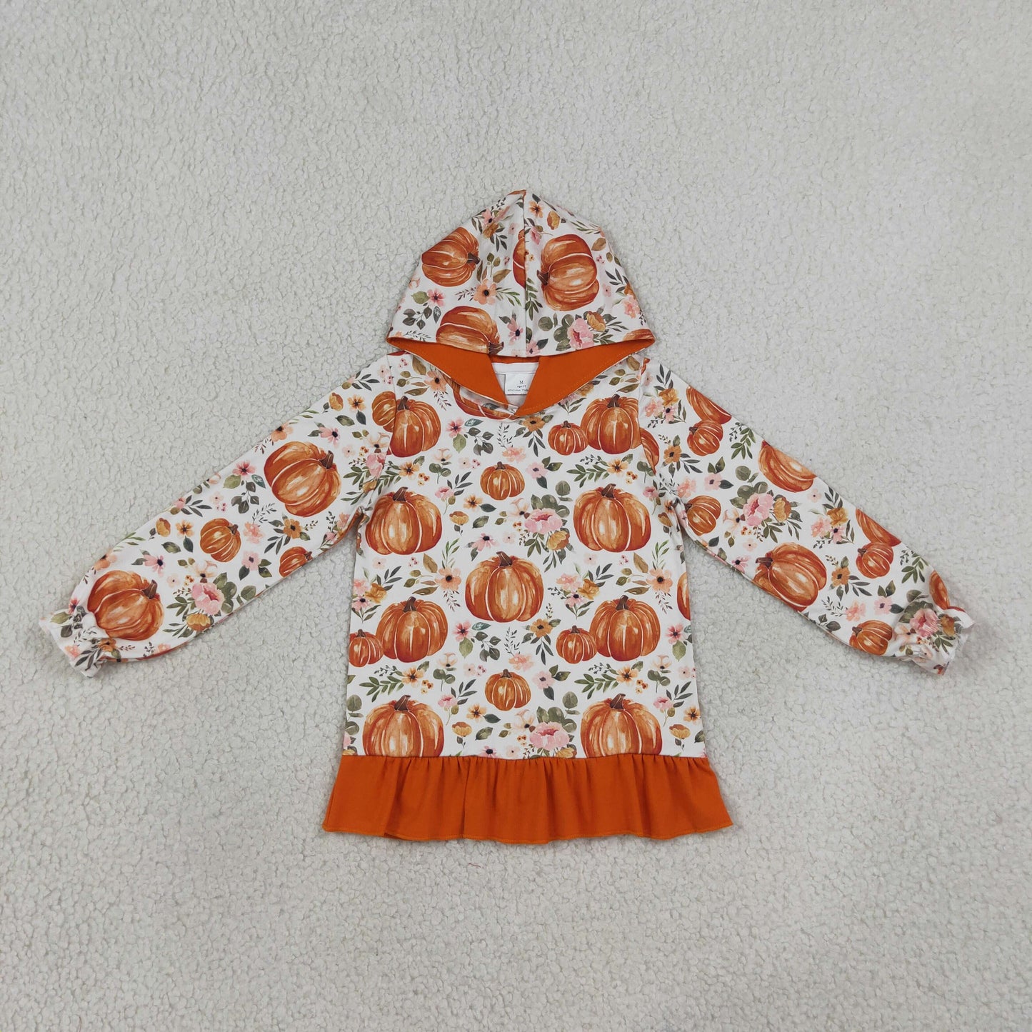 GT1647 Pumpkin Pink Hoodie Long Sleeve Girls Top