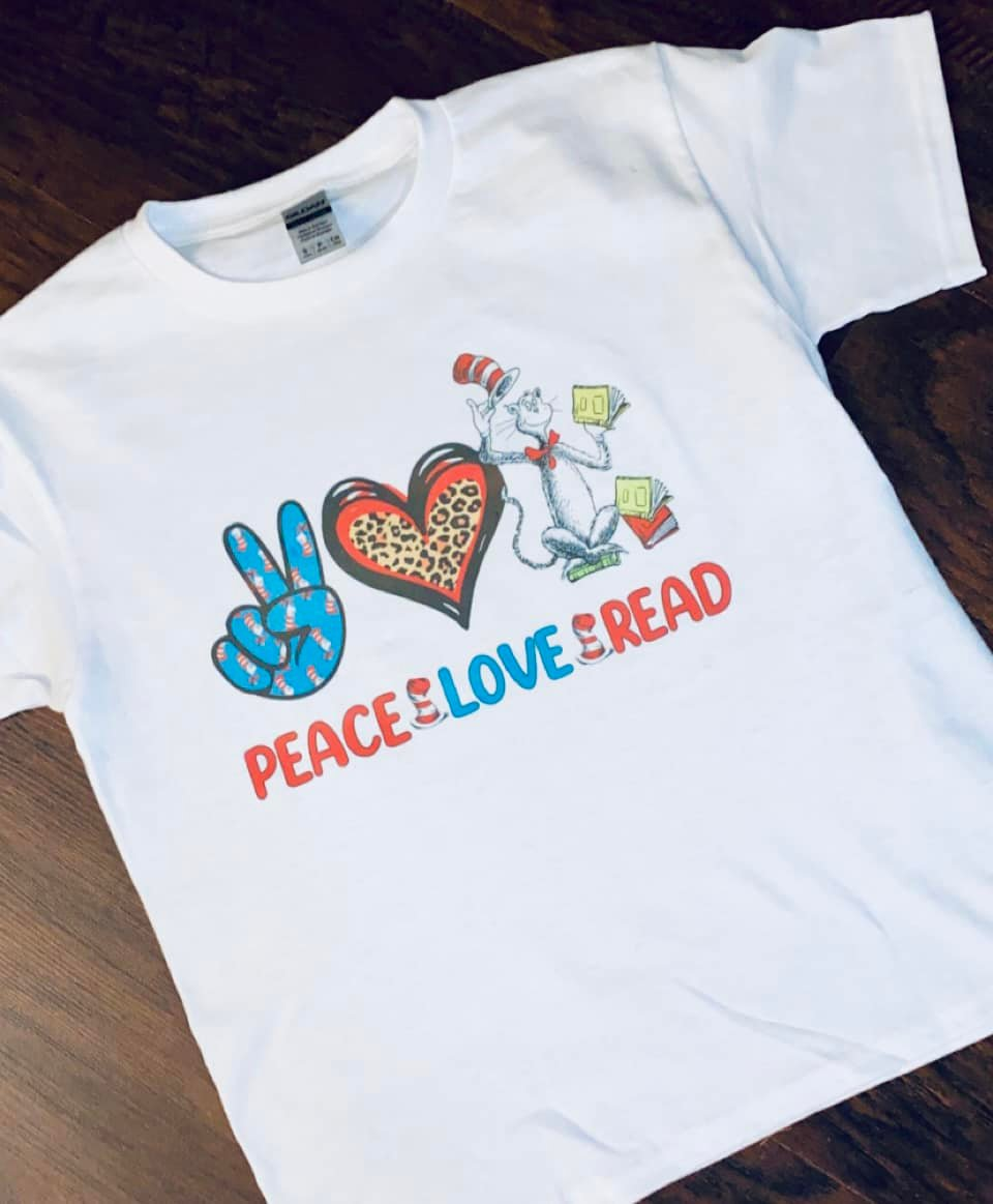 preorder BT0514 Peace love read Dr white short sleeve boys top