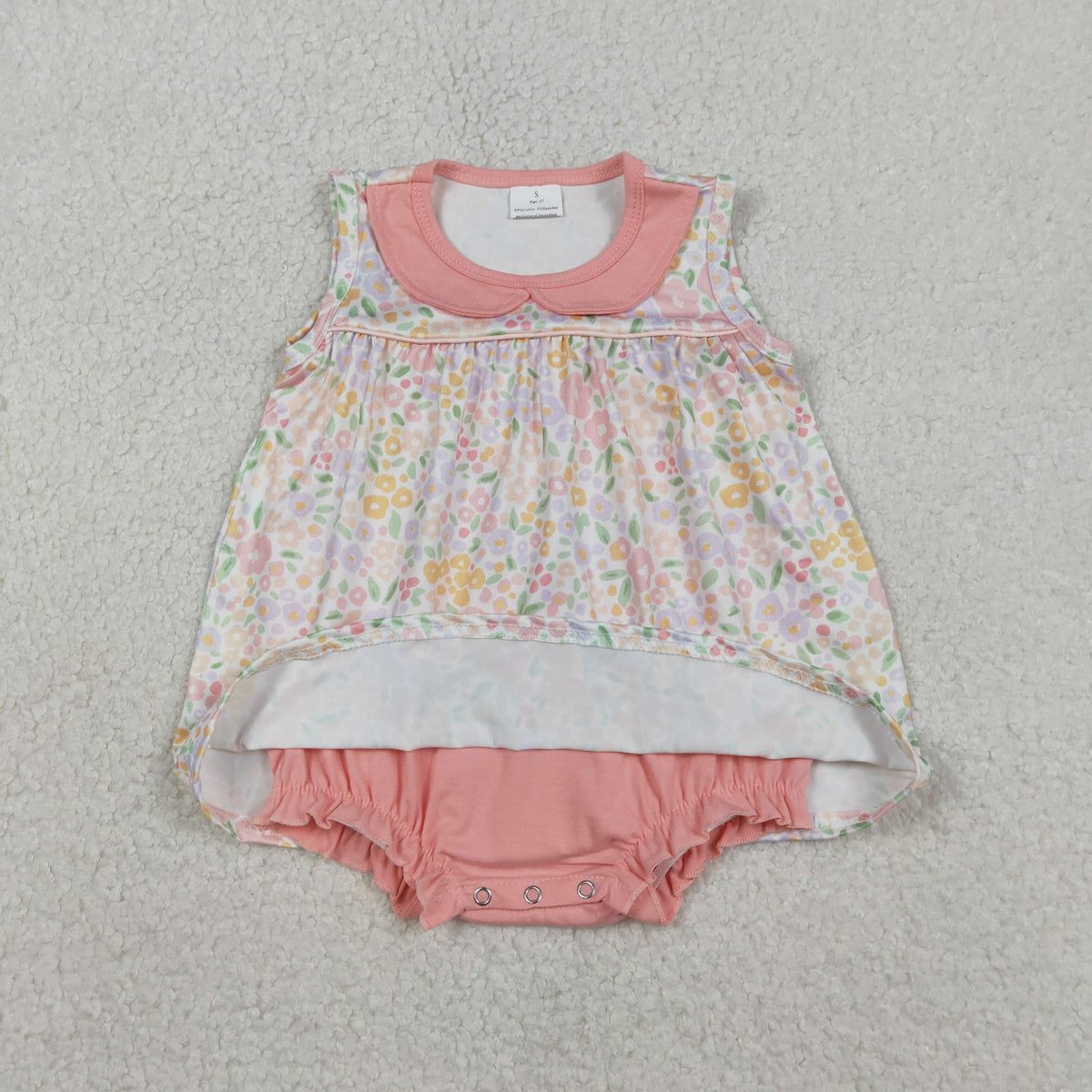 SR3628 Floral Pink Sleeveless Girls Romper