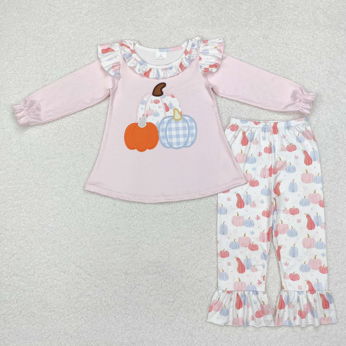 GLP1409 Autumn full pumpkin pink long sleeve pants girls set