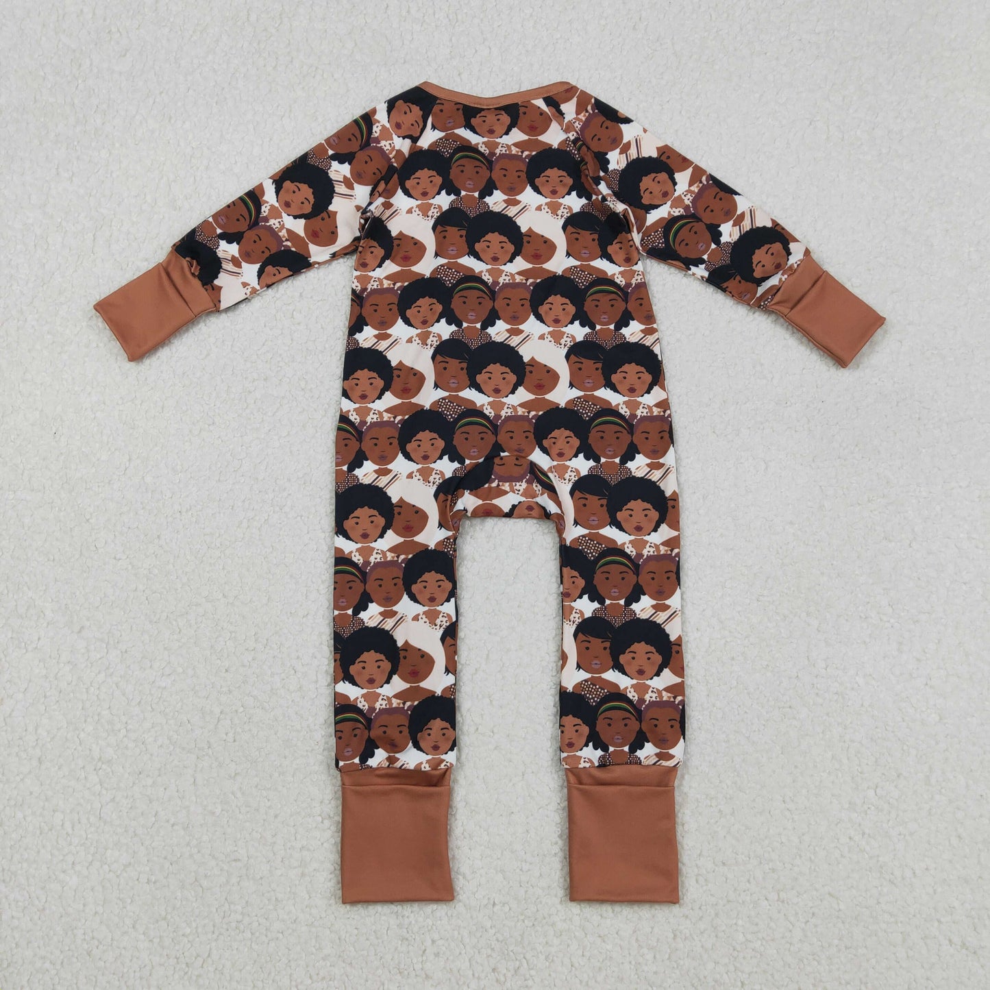 LR2748 black history brown long sleeve zipper boys romper