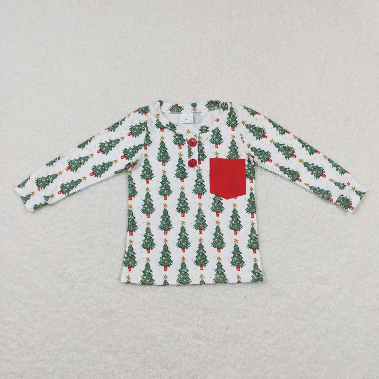 BT0326 Christmas tree pocket long sleeve boys top