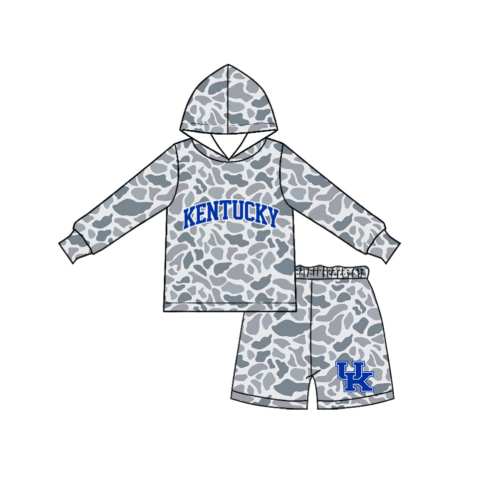 preorder Moq 3 KENTUCKY Team Camo Hoodie Long Sleeve Shorts Boys Set