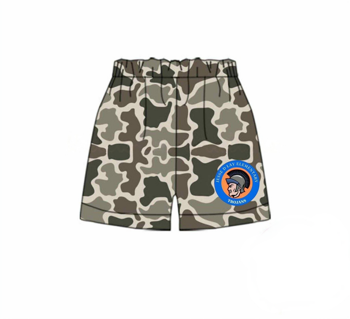 custom moq 3 football team Trojans camo boys shorts