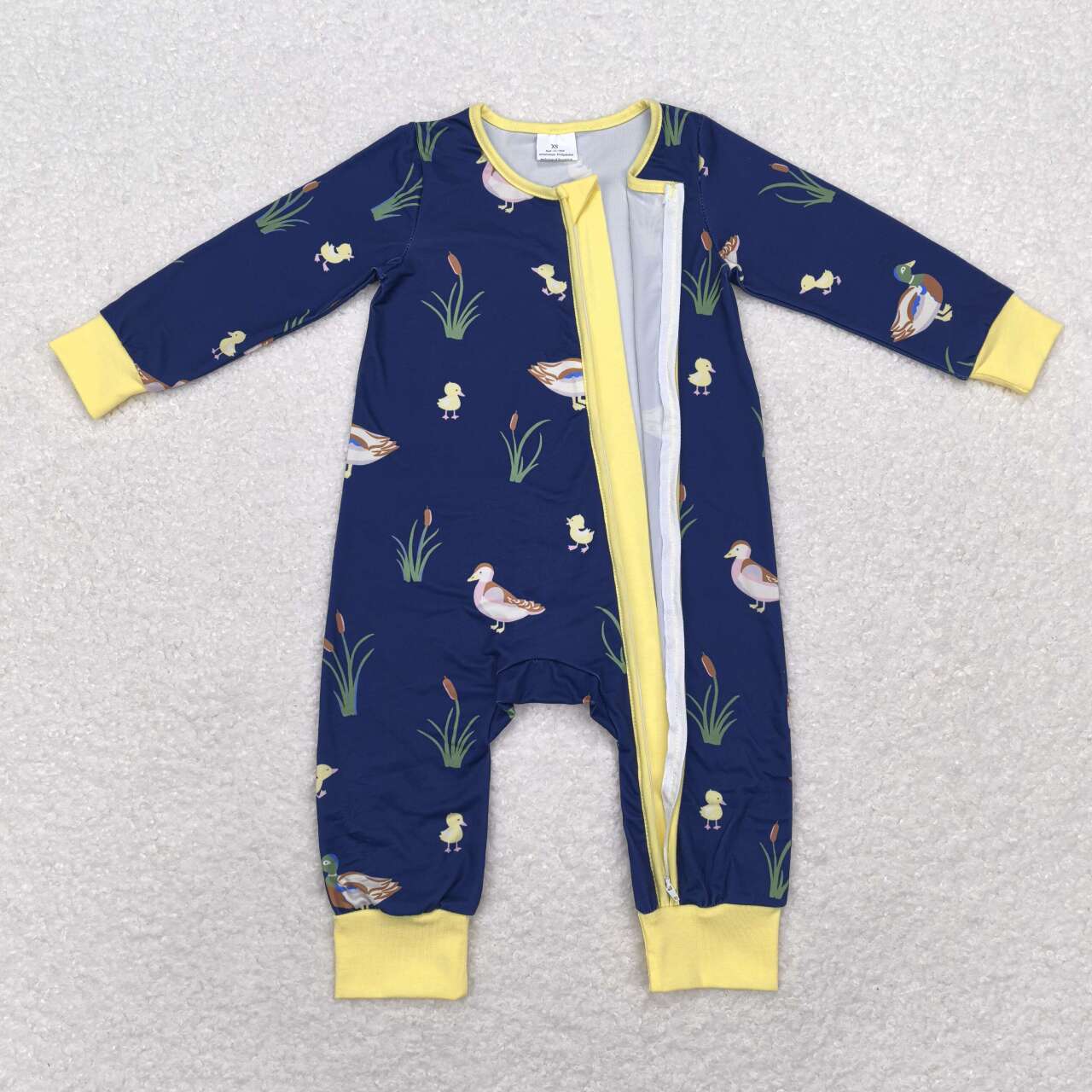 USA SHOP LR1037 mallard black yellow long sleeve zipper girls romper