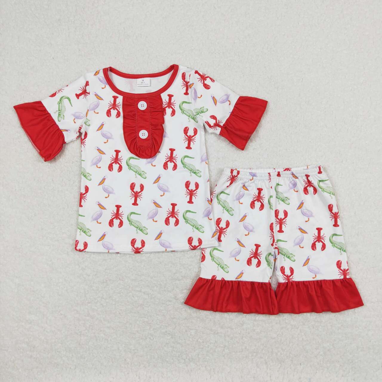 GSSO0689 Crayfish crocodile red short sleeve shorts girls pajamas