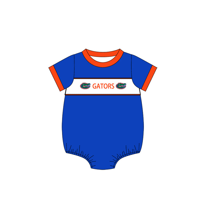 Custom Moq 3 Football Team Gators Blue Short Sleeve Boys Romper