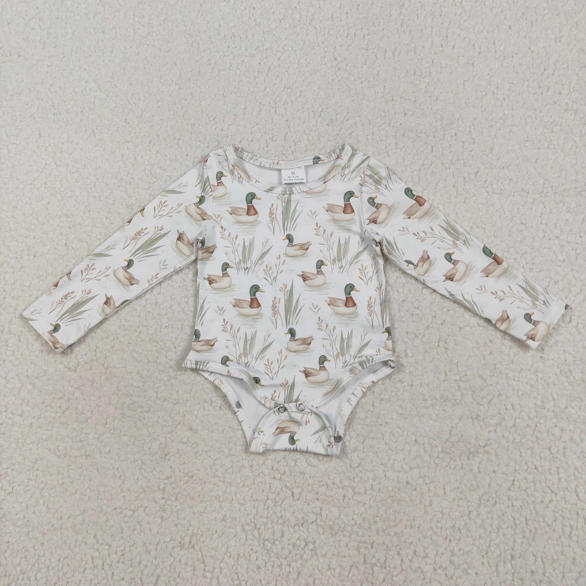 LR2338 hunting mallard duck long sleeve boys romper