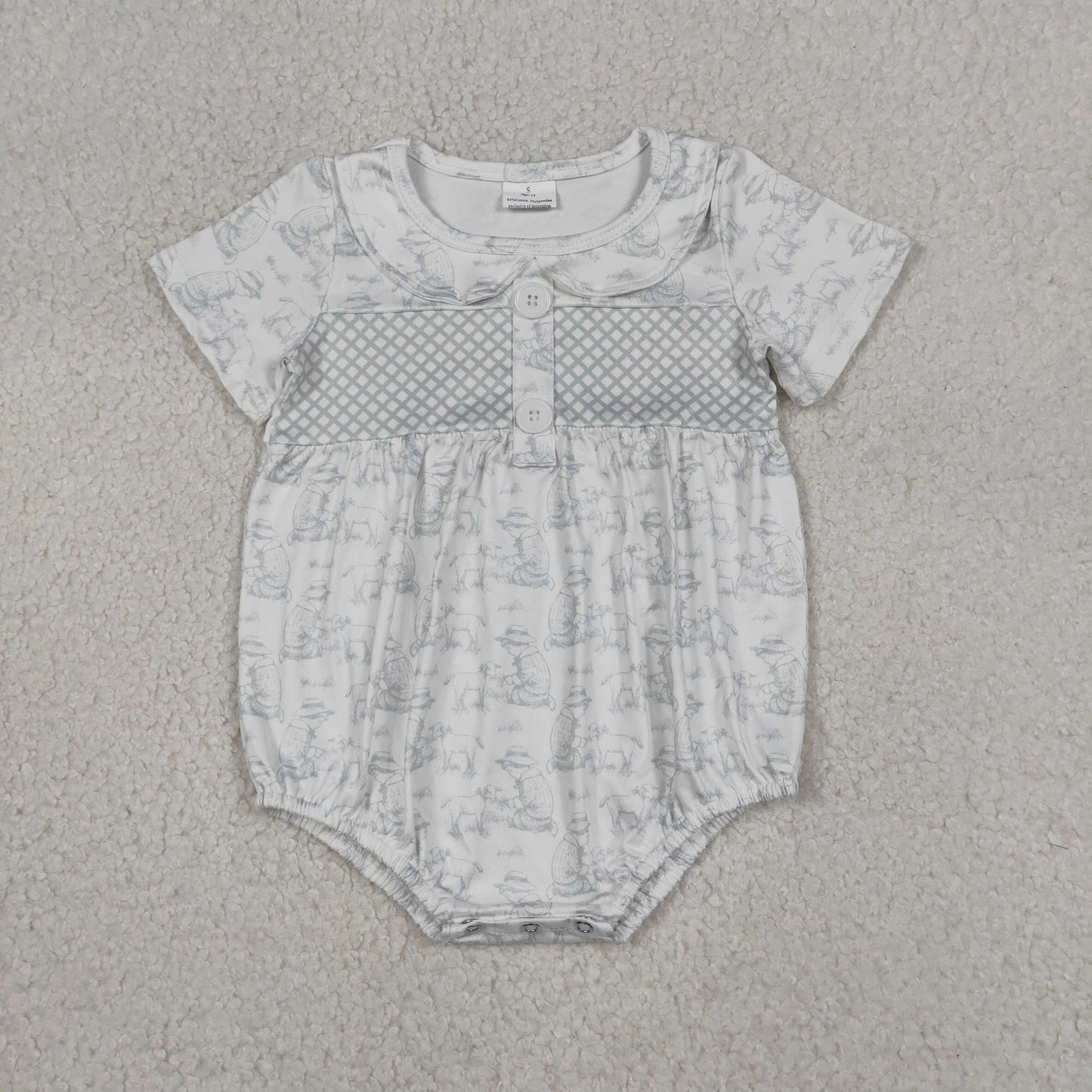 SR3569 Cute Little Kid Dog Short Sleeve Girls Romper