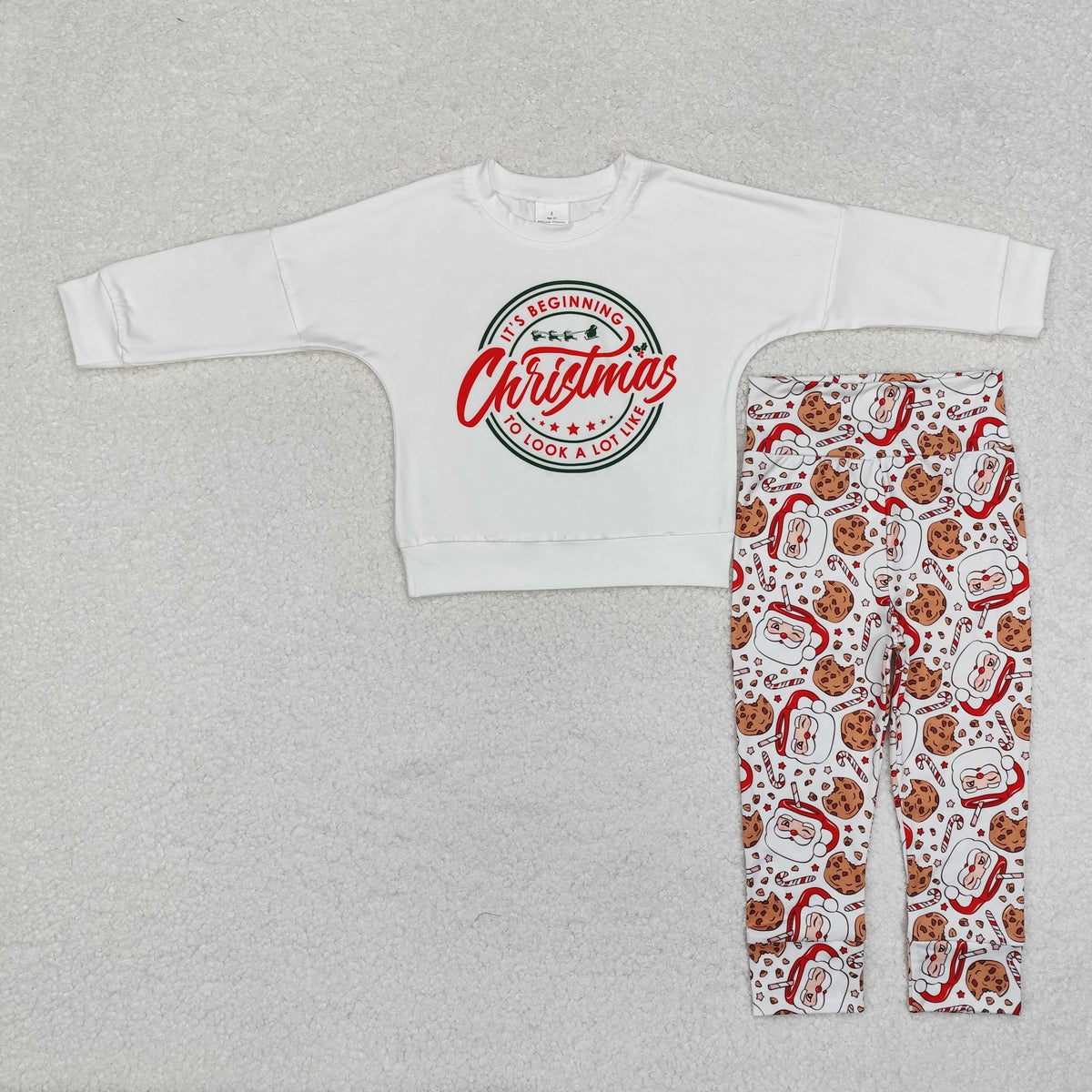 BLP1002 Christmas long sleeve Santa cookie pants boys set