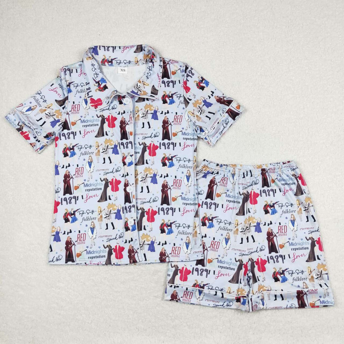 BSSO0773 Country singer Blue short sleeve shorts girls pajamas