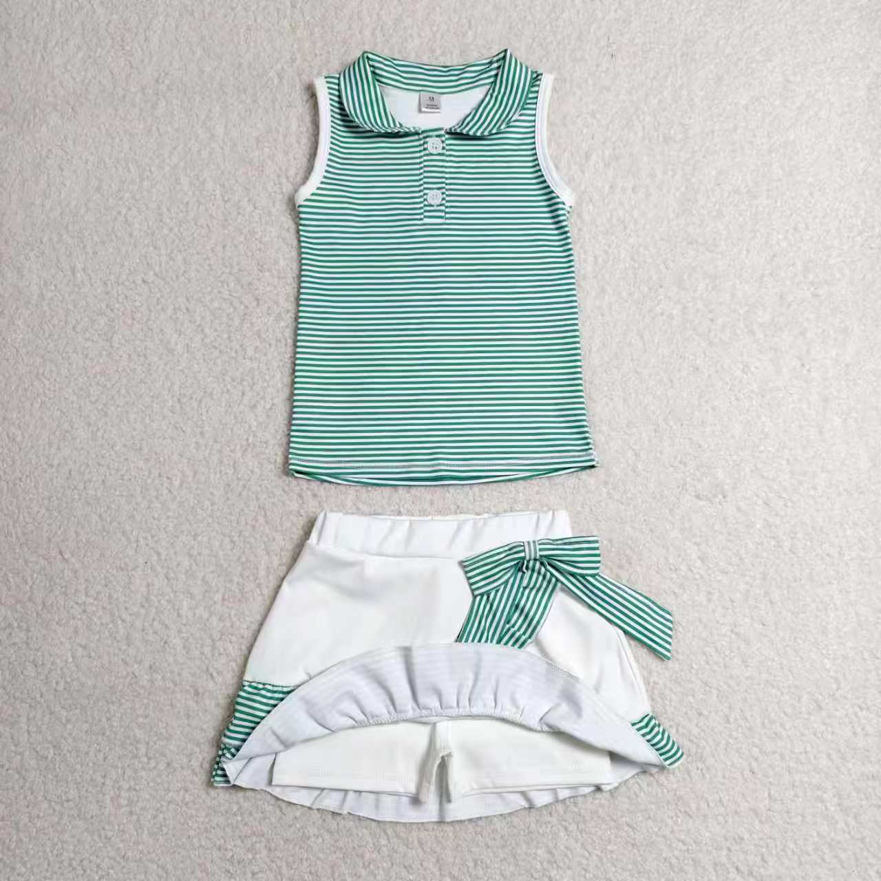 Yoga Colorful Striped Sleeveless Skorts Girls Set RTS Sibling Clothes