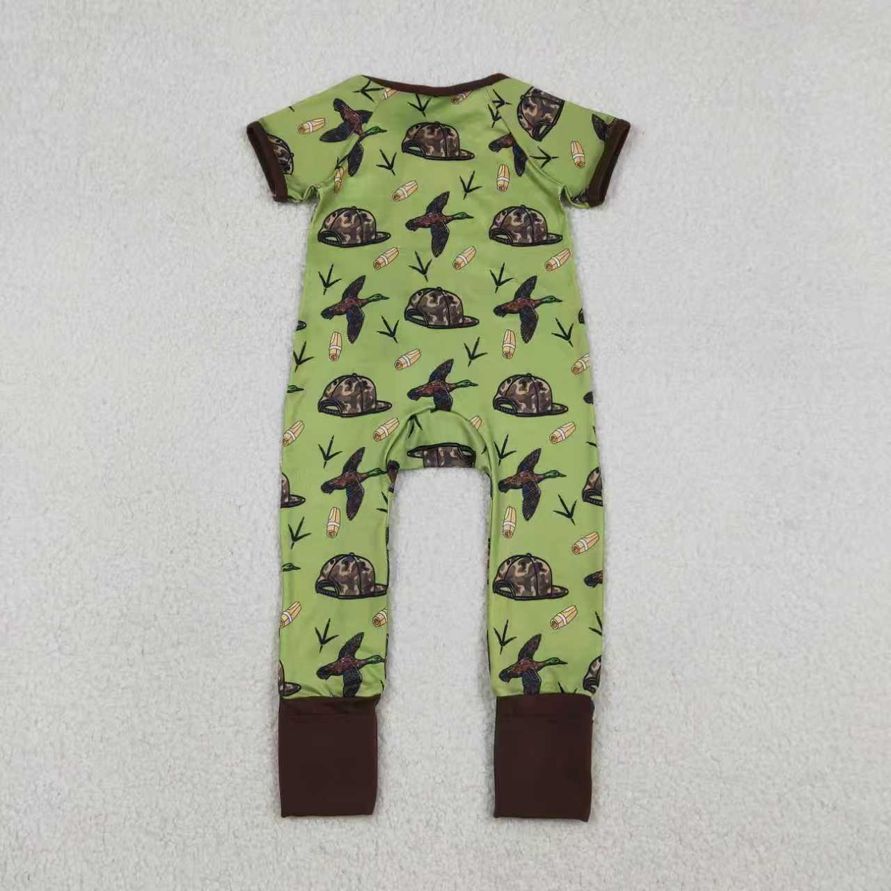 Hunting Camo Mallard Duck Green Romper/Pajamas RTS Sibling Clothes